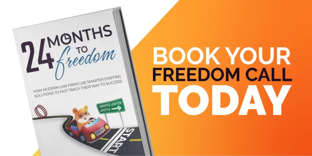 Orange banner background with Brett Trembly's "24 Months To Freedom" book announcing to book a call with the Get Staffed Up sales team.
