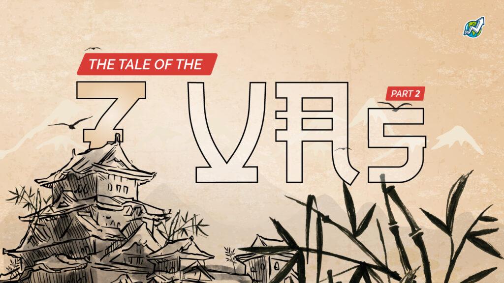 blog banner with the title "The tale of the 7 VAs Part 2" against a Japanese style watercolor illustration background